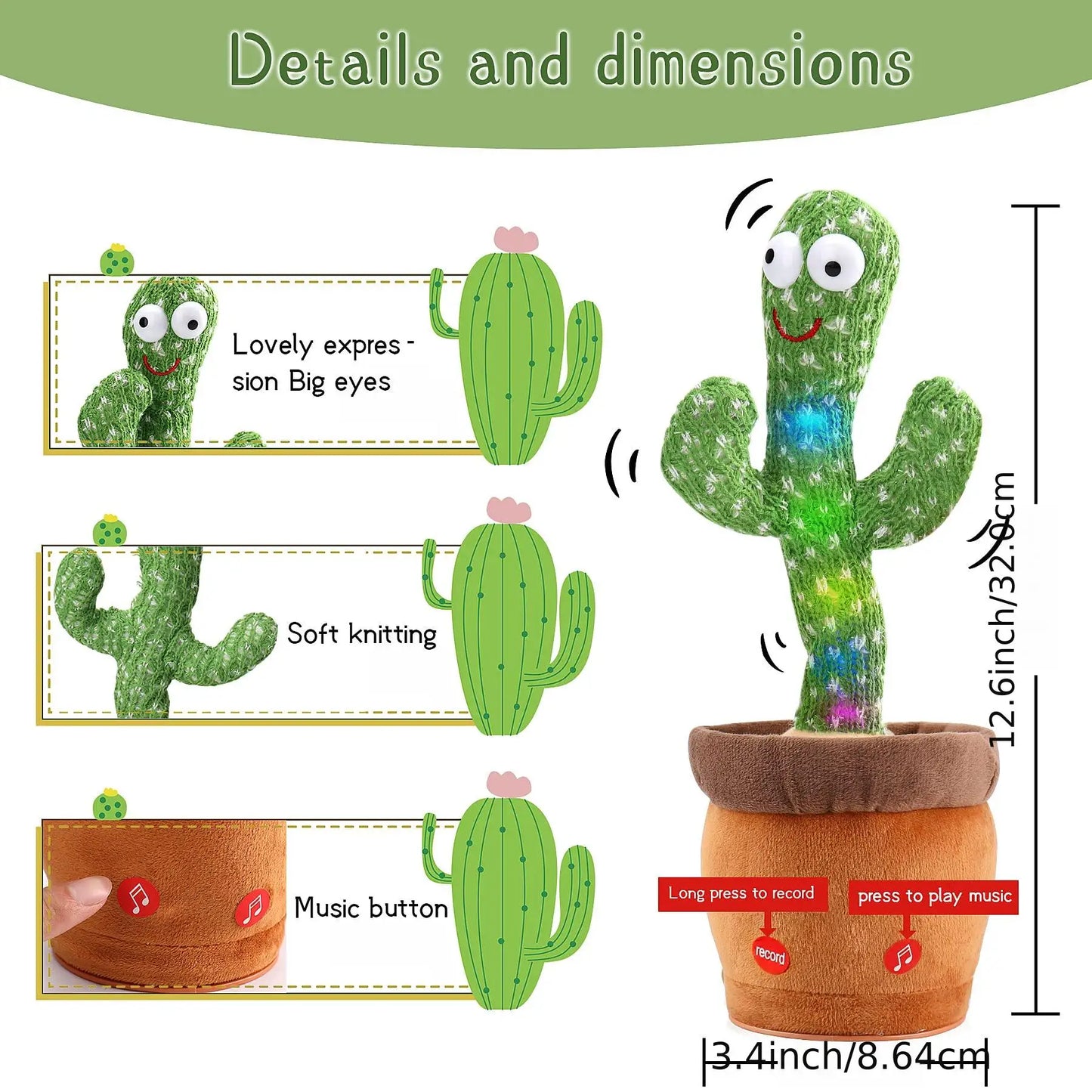 UBA™-Cacto Dancing Cactus Plush Toy